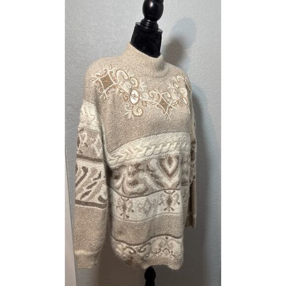 Vintage 1991 Sz L Silk Angora Blend With Shoulder Pads Rare Art To Wear Boho - Picture 5 of 16
